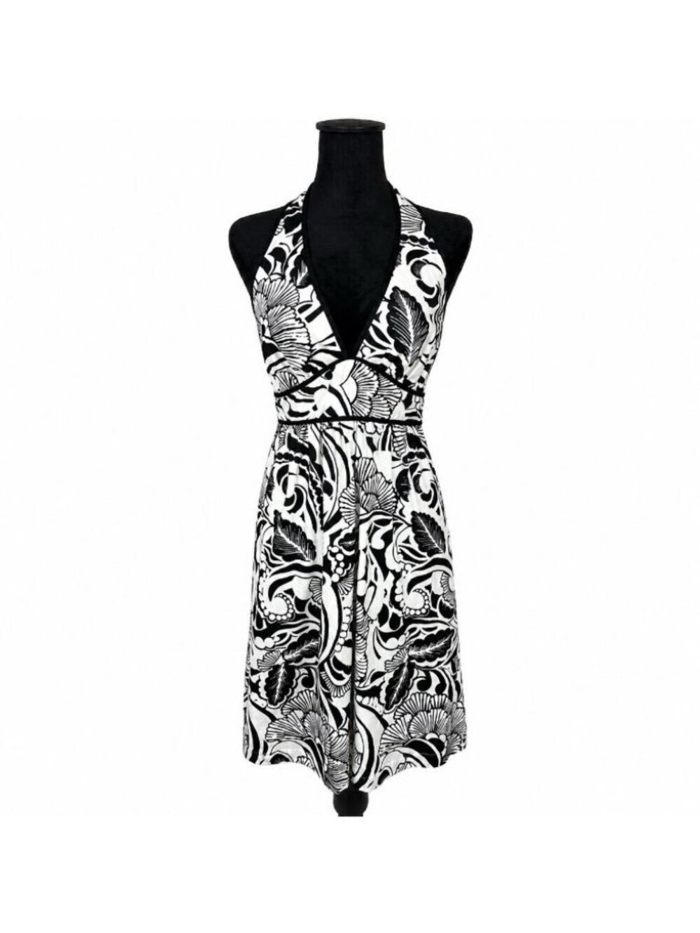 a.n.a. Black & White Size 4 Floral Cotton Halter Summer Dress